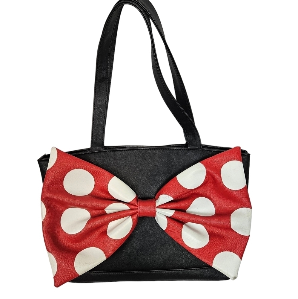 Disney Minnie‎ Mouse Faux Saffiano Leather Shoulder Purse Tote Bag